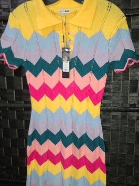 Fashion Nova Always Happy Knit Mini Dress size M NWT